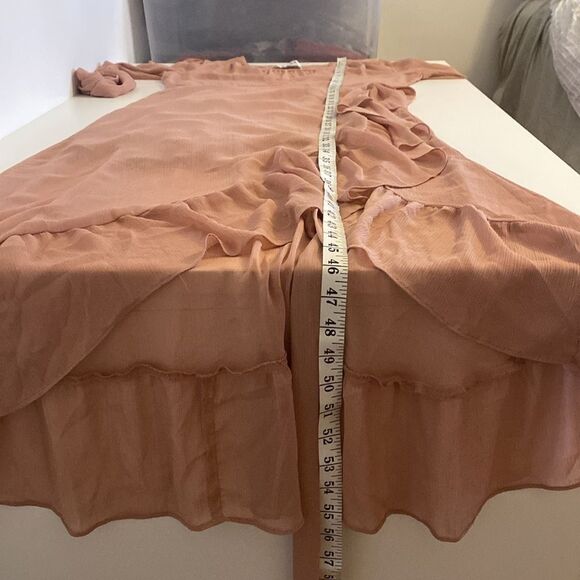 WAYF Blush Pink Long Sleeve Flowy Wrap Dress Size Large - Picture 14 of 14